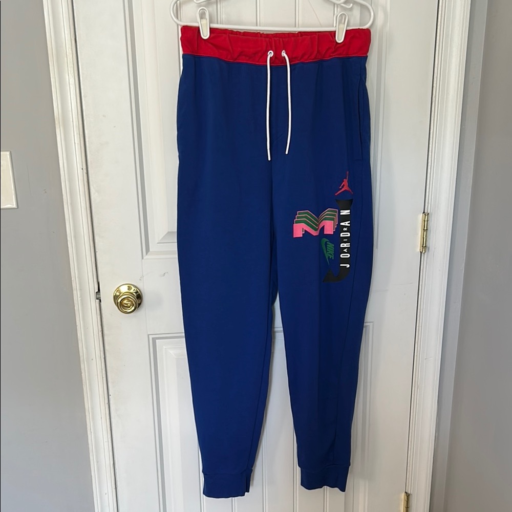 Jordan Blue Sweatpants with Red Accents